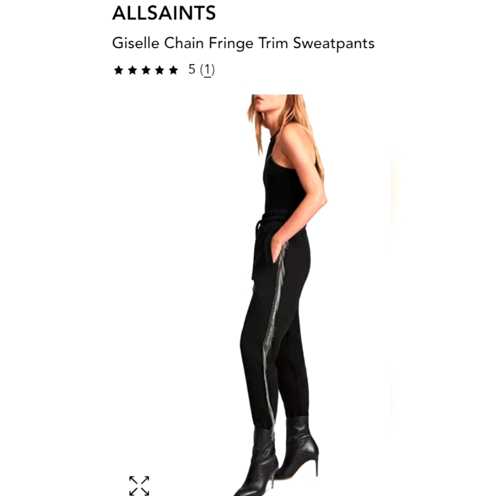 All Saints NWT Chain Fringe Black Sweatpants Sz M